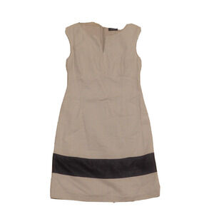 Max Co Women's Size 6 Dress Cotton Sheath Knit Cream Black Stripe Sleeveless